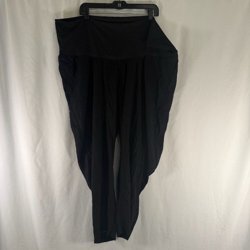 Old Navy Maternity Linen Blend Pants Women's XXL Black Elastic Waist Pull On